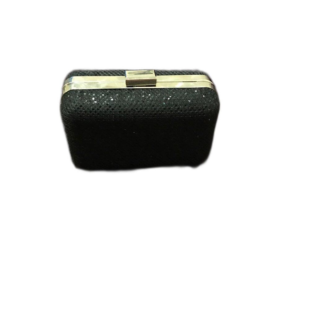 Black Sparkle Crystal Glitter Clutch Purse Chain Shoulder Strap Formal Bag